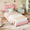 Kids Platform Bed, Velvet Upholstered with Boucle Headboard, Low-Profile Rounded Corners, Sturdy Wooden Slats, Noise-Free, Easy Assembly - 3 of 4