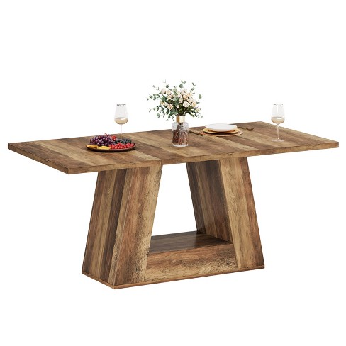 Tribesings Rectangular Dining Table for 4-6 People, 63-inch Wood Kitchen Table with Sturdy Base - image 1 of 4