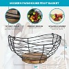 Enlea Modern Farmhouse Fruit Basket for Kitchen Counter, Vintage Wire and Wooden Base Fruit Bowl for Kitchen Decor - 3 of 4