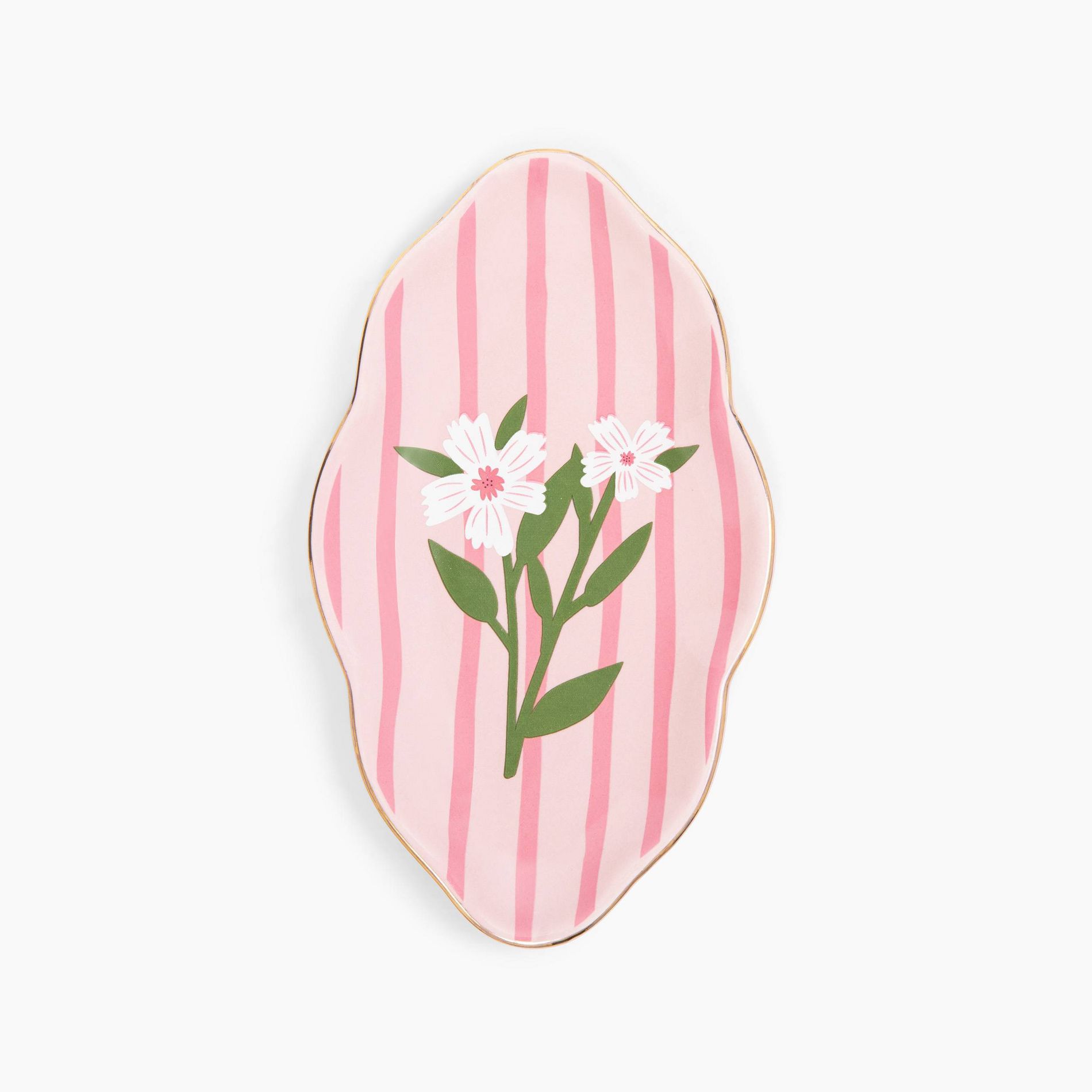 Love x June 14.89"x22.51" Mother's Day Floral Stripe Trinket Tray