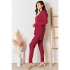 I am a Fashion Junky Basic Bae Full Size Ribbed Round Neck High-Low Slit Top and Pants Set - 3 of 4
