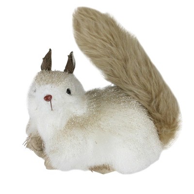 Northlight 7" Gilded White with Gold Glitter Squirrel Christmas Tabletop Figurine