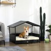 PawHut Wicker Dog House Elevated Raised Rattan Bed for Indoor/Outdoor with Removable Cushion Lounge - 2 of 4