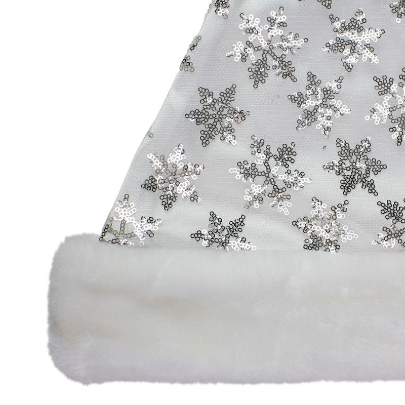 Northlight 21" Silver and White Sequin Snowflake Christmas Santa Hat Costume Accessory - Medium, 3 of 5