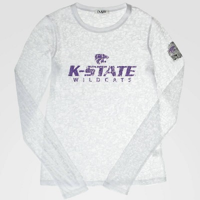 NCAA Kansas State Wildcats Long Sleeve Burnout Crew Activewear T-Shirt - White S