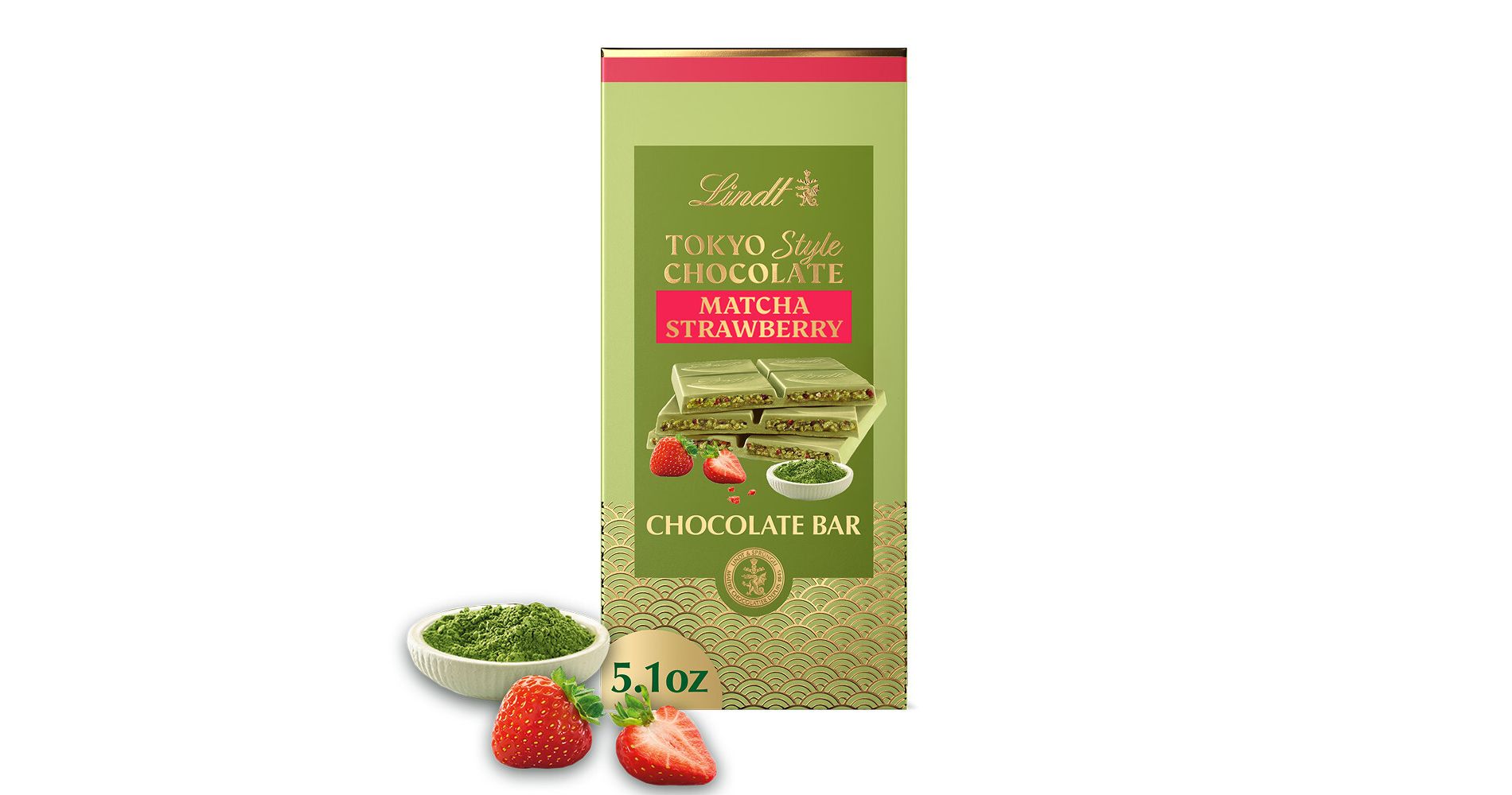 Lindt Tokyo Style Matcha Strawberry White Chocolate Candy Bar - 5.1oz