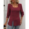 Womens 2025 Dressy Sweaters Tops Casual Fall Square Neck Button Down Side Split Tunics - 2 of 4