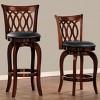 38.00"Comfortable Swivel Pub Height Chair 1pc Design Back Dark Cherry Finish Faux Leather Upholstery Solid Wood Furniture,Cherry - 2 of 4