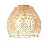 Dewdrop Boho Rattan Ceiling Light Natural Wicker 1 Light Flush Mount With Frosted Glass ETL For Living Room - 2 of 4