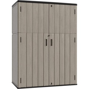 Waterproof Resin Outdoor Storage Shed with Lockable Doors & Integrated Floor, 57 Cubic Feet Capacity for Garden, Pool, and Garage Organization - Brown - 1 of 4