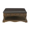 39" Wood Traditional Cocktail Table with 4 Drawers and Shelf with Upholstered Ottoman for Living Room - 2 of 4