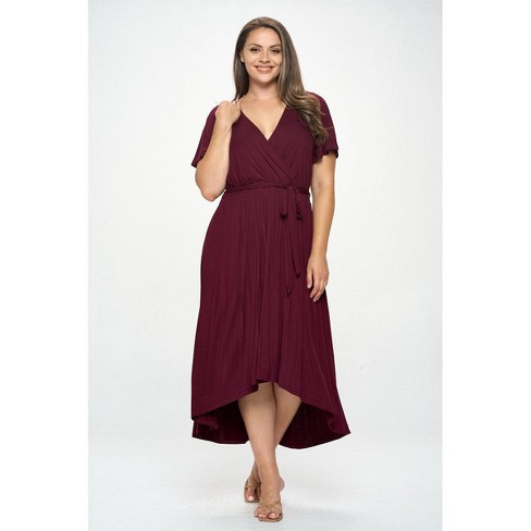 West K Women's Georgia Plus Size Faux-wrap Dress With High-low Hem And ...