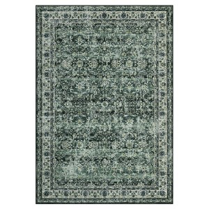 Washable Vintage Floral Distressed Rug Non Slip Low Pile Rug Soft Throw Floor Cover Foldable Indoor Carpet for Living Room Bedroom - 1 of 4