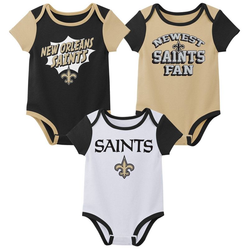 NFL New Orleans Saints Infant Boys&#39; 3pk Bodysuit, 1 of 5