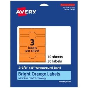 Avery Printable Wraparound Labels, Bright Orange, 2-3/8" x 8", 30ct - 1 of 4