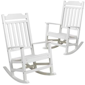 Flash Furniture Set of 2 Winston All-Weather Faux Wood Rocking Chair