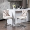 FONTOI 2PCS 26" Counter Height Bar Stools, Velvet Barstools with Button Back&Rivet Trim, Bar Stools, Beige, 18.5"*39.4"*20.3" - 4 of 4