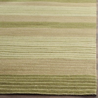 Handmade Green Wool Flat Woven Reversible Area Rug
