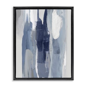 Stupell Industries Layers of Blue and White Abstract Movements Floating Frame Canvas Art - 1 of 4