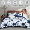 100 Long Staple Cotton Duvet Cover Set, Navy Blue Leaves Watercolor Pattern - 2 of 4