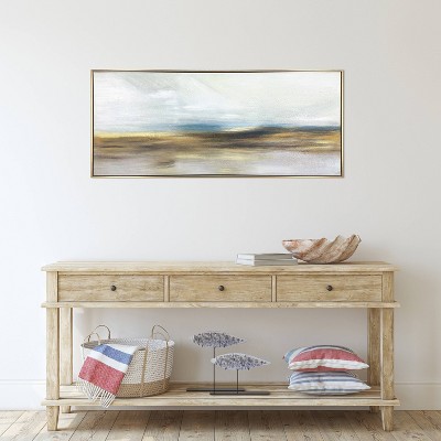 Abstract Horizon Hand Painted Gold Framed Canvas Art, 19x45 Inches