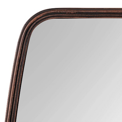 Elegant Caskill Bronze Wood Barrel Wall Mirror 35.9" x 24.25"