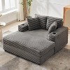 Corduroy Sofa Bed, Oversized Chaise Lounge Chair, with Charging Ports & Cup Holders, Comfortable Reclining Lounge Chair, for Living Room, Home - 2 of 4