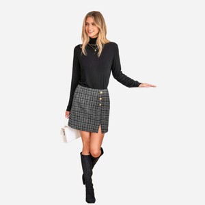 Women's Black Chic Plaid Button-Front Mini Skirt - Cupshe - 1 of 4