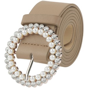 INSPIRE CHIC Women's Rhinestones Pearl Buckle Fashion Sweet Belts - 1 of 4