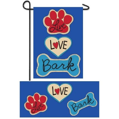 Evergreen Live Love Bark Garden Burlap Flag and Sassafras Mat Set (14B8898ECM+438898)