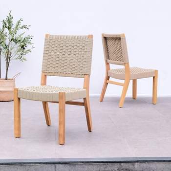  Cambridge Casual Zephyr 2pc Teak Wood Outdoor Dining Chair