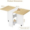 Folding Dining Table with Drop Leaf, 6 Wheels & 2-Layer Storage Shelf – Space Saving Movable Kitchen & Dining Room Table for Small Spaces - 2 of 4