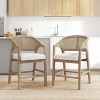 Christopher Knight Home Set of 2 Austin Rubberwood Upholstered with Cane Design Curved Back Counter Height Barstools Light Ash - 2 of 4