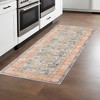8' Coral And Blue Oriental Runner Rug - 2 of 4