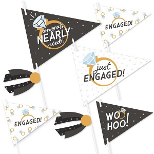 Big Dot of Happiness Just Engaged - Black and White - Triangle Engagement Party Photo Props - Pennant Flag Centerpieces - Set of 20 - 1 of 4