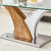Syemin Rectangular End Table, Modern and Stylish Glass Tabletop, Suitable for Living Room, Terrace, Bedroom, Brown, 39.4"*21.6"*18" - 3 of 4