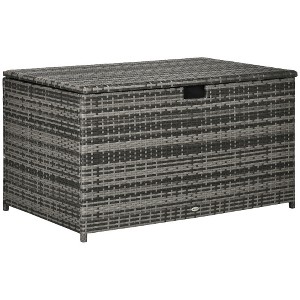 Akoasm 46.1 in. W 113-Gallon Wicker Outdoor Patio Storage Bin for Indoor Use, Pool Supplies & Gardening Tools-Dark Gray - 1 of 4