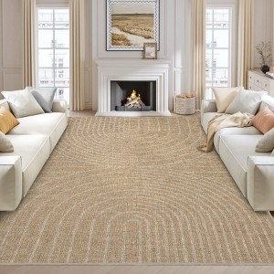 Modern Rainbow Easy Jute Area Rugs, Washable Natural Contemporary Indoor Outdoor Carpet for Living Room Bedroom Office Farmhouse Patio Backyard RV - 1 of 4