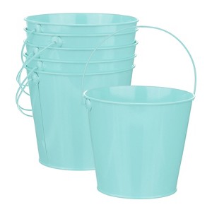 Unique Bargains Galvanized Light Blue Decorative Rustic Metal Bucket 5.9 x 5.1 Inch 6 Pcs - 1 of 4