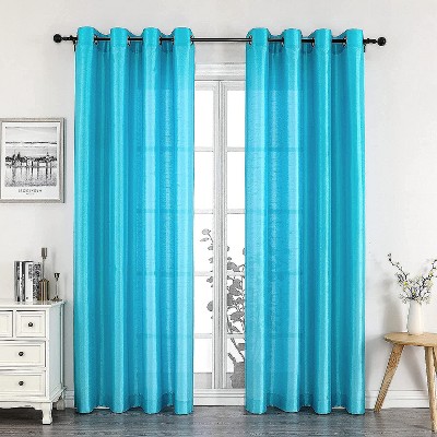GoodGram 2 Piece Sheer Voile Faux Silk Spring & Summer 84 in. L Grommet Top Curtain Panels