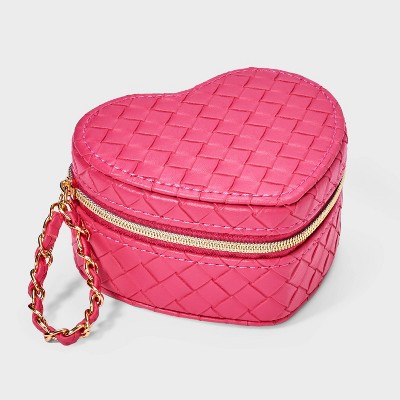 Heart Woven Travel Jewelry Organizer - A New Day™ Hot Pink