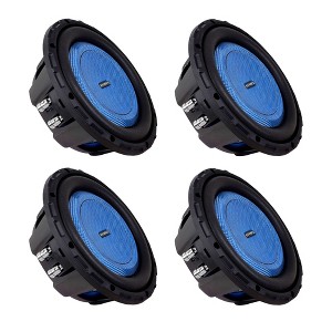 Hifonics 4 Pack ELITE 8 Inch Shallow Mount Car Subwoofer, Dual 4 Ohm Voice Coil Speaker 500 Watt Peak Power Mobile Amplifier, Black/Blue - 1 of 4