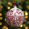 Northlight 6" Red and White Merry Christmas Glass Ball Ornament - 2 of 4