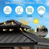 Outdoor Galvanised Steel Hardtop Gazebo, Heavy Duty Double Roof Outdoor Gazebo with Netting and Sunshade Curtains, Aluminium Framed Gazebo for Patio - 2 of 4
