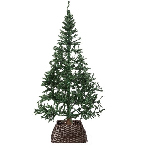 Gardenised Foldable Christmas Tree Skirt Collar Basket, Ring Base Stand Cover, Rattan Plastic - image 1 of 4