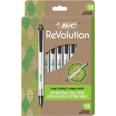 10pk Ballpoint Pens ReVolution Retractable Black Ink - BiC