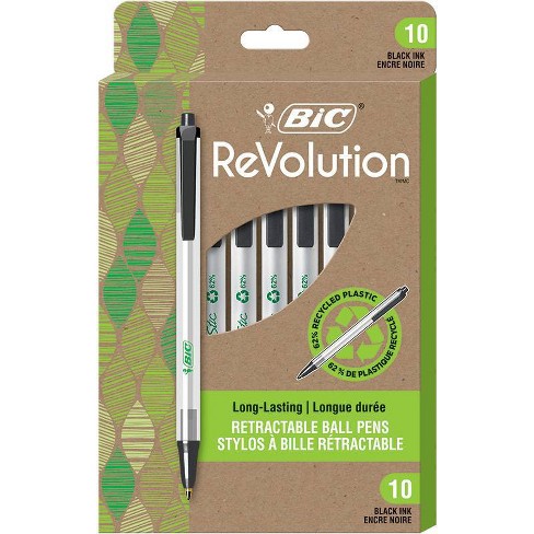 10pk Ballpoint Pens ReVolution Retractable Black Ink - BiC - image 1 of 4