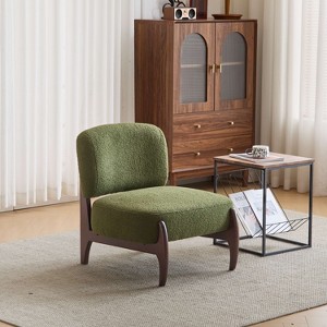 Vatros Modern Boucle Lounge Chair with Solid Wood Frame - 1 of 4