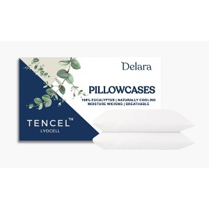 Delara 100% Eucalyptus Lyocell Tencel Pillowcase Pack of 2, Naturally Cooling, Smooth & Breathable - 1 of 4