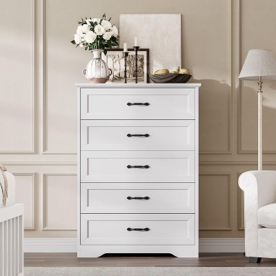5/6 Drawer Dresser for Bedroom, Wooden Chest of Drawers with Wide Handles, Modern Farmhouse Storage Cabinet Organizer for Bedroom, Living Room
